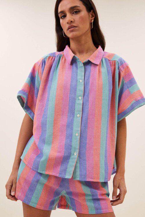 By Bar Vrolijke kleuren Sunny Rainbow Pleats blouse