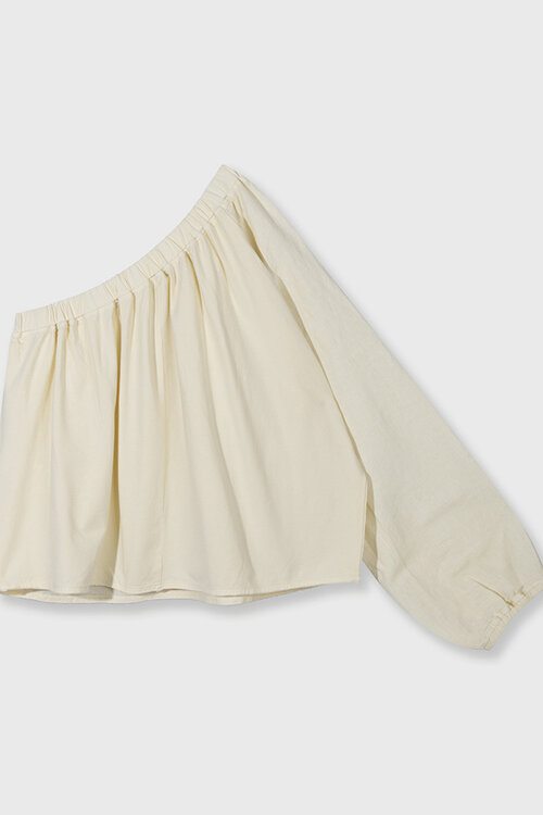 10Days Vanilla one-shoulder top van linnen