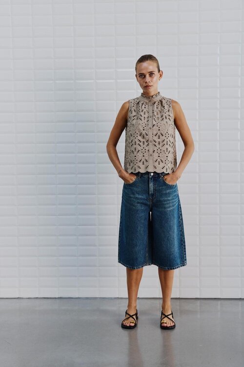 WITHBLACK Indigo WBLGALA BLAUW HW DENIM BERMUDA