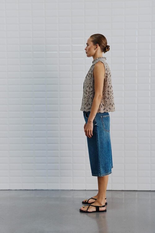 WITHBLACK Indigo WBLGALA BLAUW HW DENIM BERMUDA