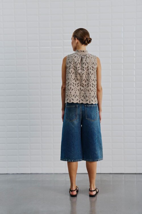 WITHBLACK Indigo WBLGALA BLAUW HW DENIM BERMUDA