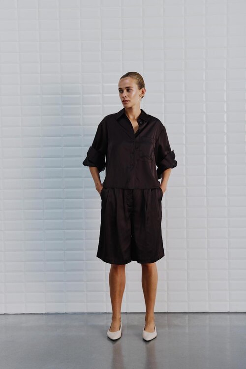 WITHBLACK Bruin Sateen Overhemd WBLPADDIE