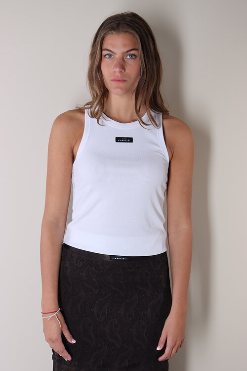 Haute L'Amitie Witte Ribbed Badge Tanktop