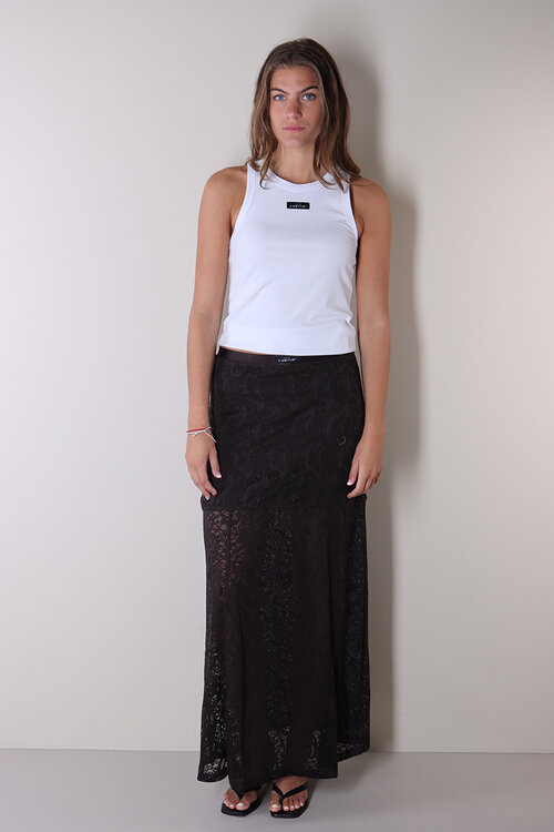 Haute L'Amitie Witte Ribbed Badge Tanktop
