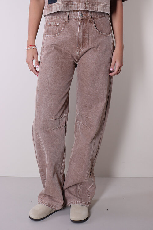 Haute L'Amitie Camel Drew Barrel Jeans