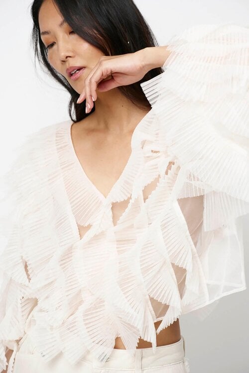 Dante 6 Off White Phora tule top met ruches