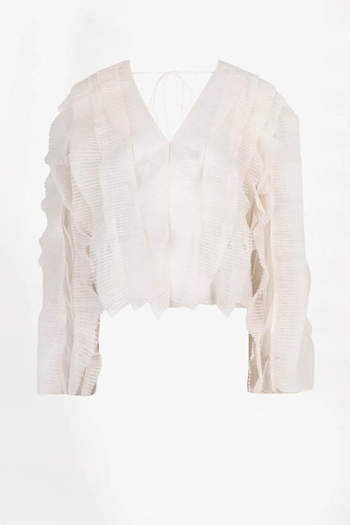Dante 6 Off White Phora tule top met ruches
