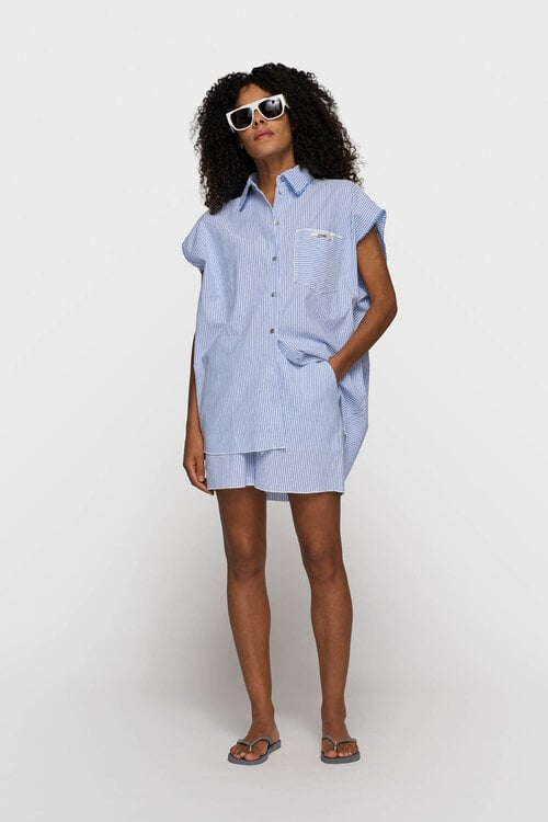 10Days katoenen blouse met strepen in blauw