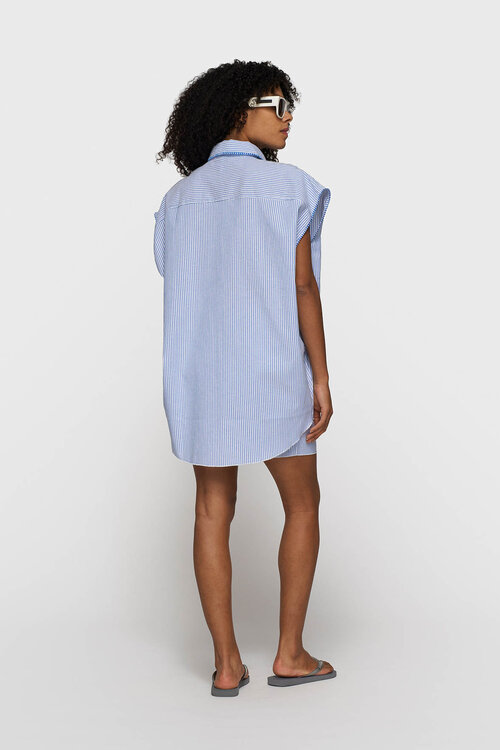 10Days katoenen blouse met strepen in blauw