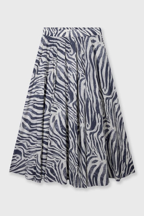 10Days Brede rok met zebraprint in luchtige voile stof