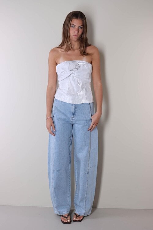 Co'couture Zilveren Bia Straploze Top
