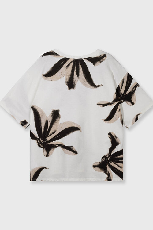 10Days T-shirt met bloemenprint in ecru