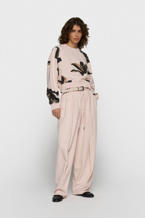 10Days Bloemenprint cropped sweater in poederkleur