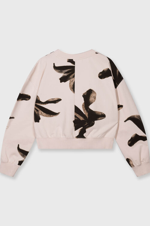 10Days Bloemenprint cropped sweater in poederkleur