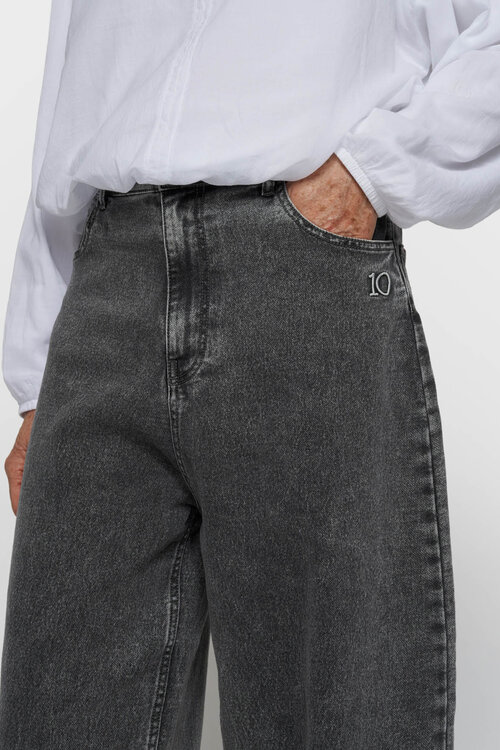 10Days Grijze wijde jog denim broek