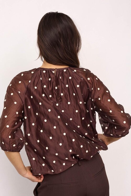Co'couture Dita Dot Blouse in Bruin