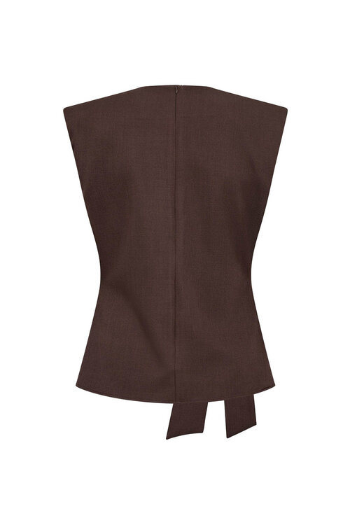 Co'couture Luna Pleat Top in een diepe, bruine tint