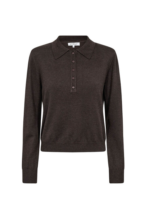 Co'couture Cory Polo Knit in een rijke donkerbruine tint