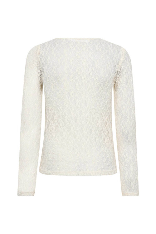 Co'couture Off White Barna Mesh Top in gebroken wit