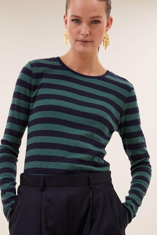 By Bar Groene Basic Streep T-shirt