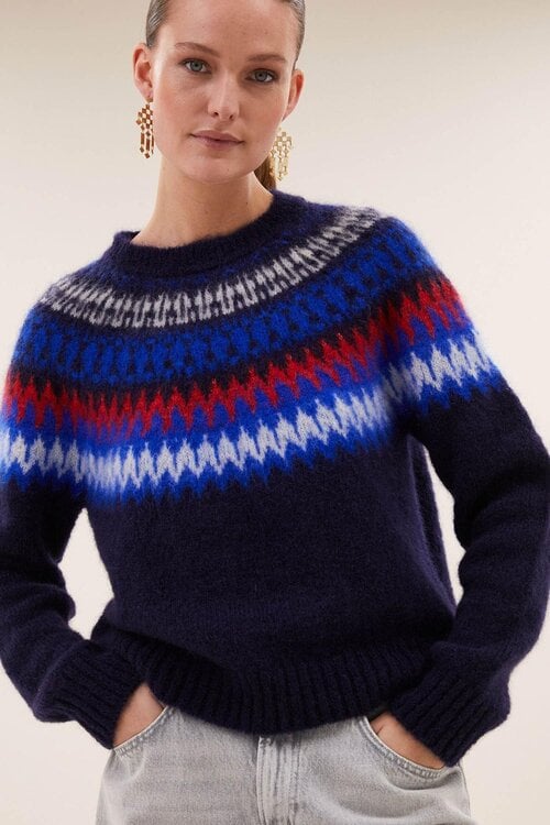 By Bar Jackie sweater in marineblauw
