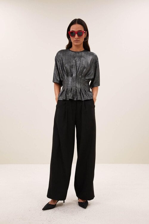By Bar Diva Metallic Blousetop in Zilverkleur