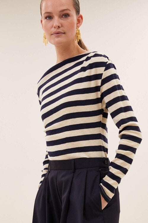 By Bar Leya Gestreept T-shirt in Marineblauw