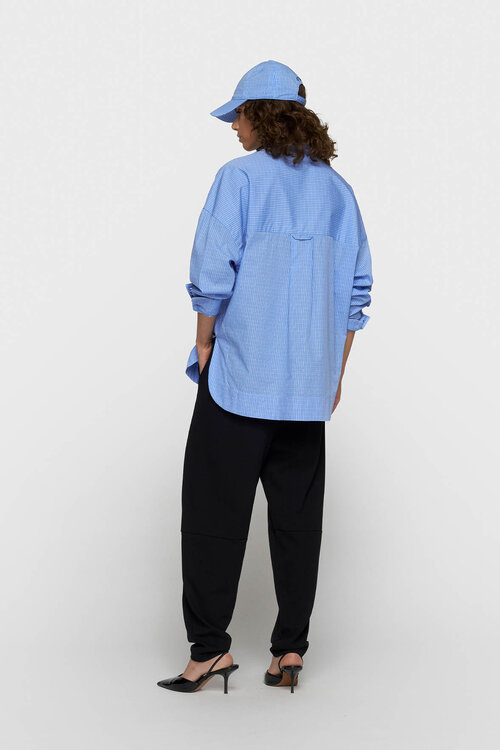 10Days Langemouwenshirt in blauw met ruitjespatroon
