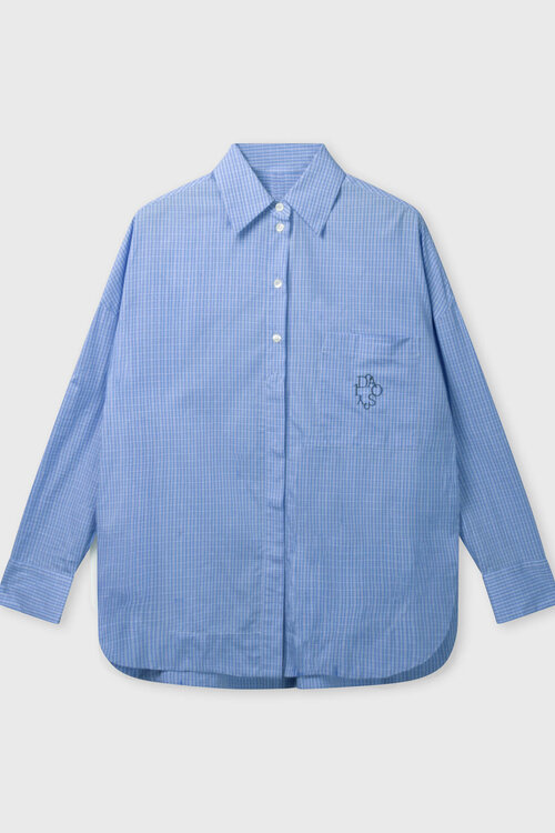 10Days Langemouwenshirt in blauw met ruitjespatroon