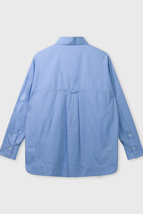 10Days Langemouwenshirt in blauw met ruitjespatroon