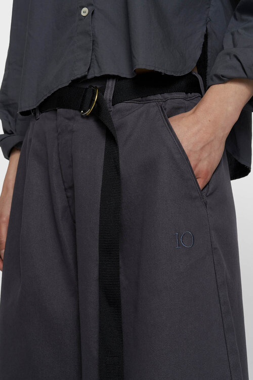10Days Brede joggingbroek van twill in blauw