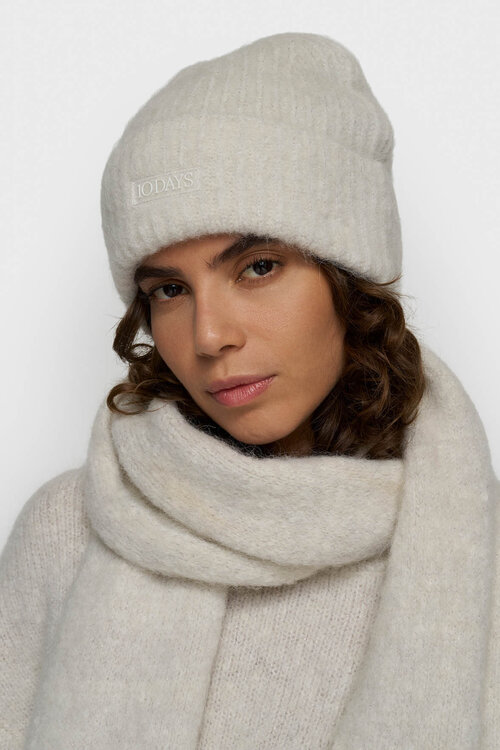 10Days harige beanie met lurex in ecru