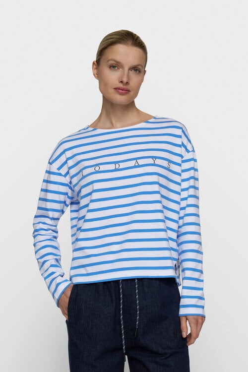 10Days Blauw gestreept shirt met boothals