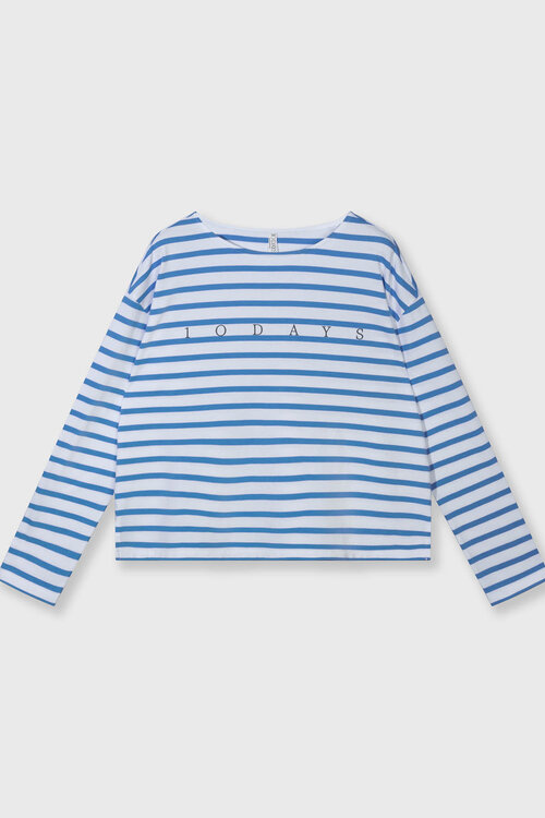 10Days Blauw gestreept shirt met boothals