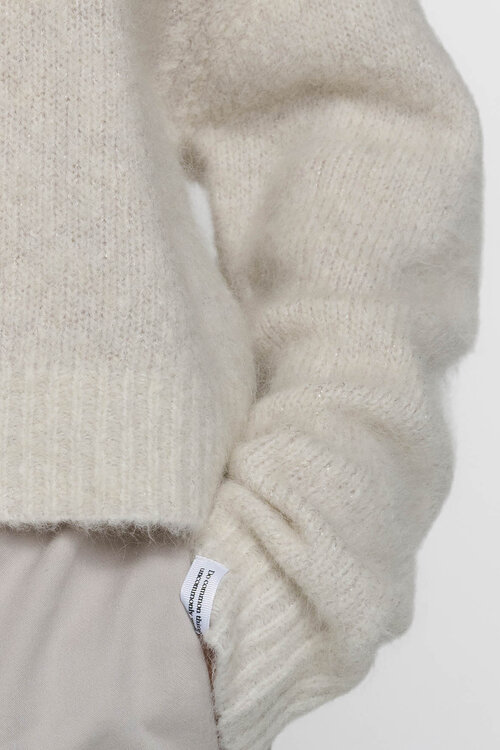 10Days harige gebreide trui met lurex in ecru