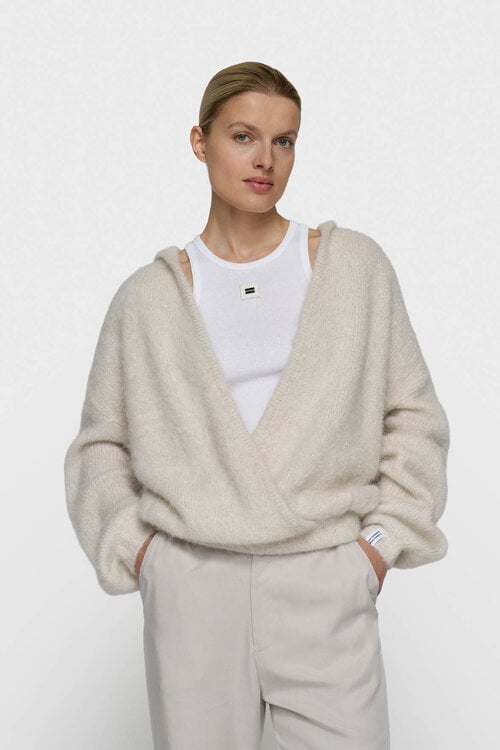 10Days gebreide trui met capuchon lurex ecru