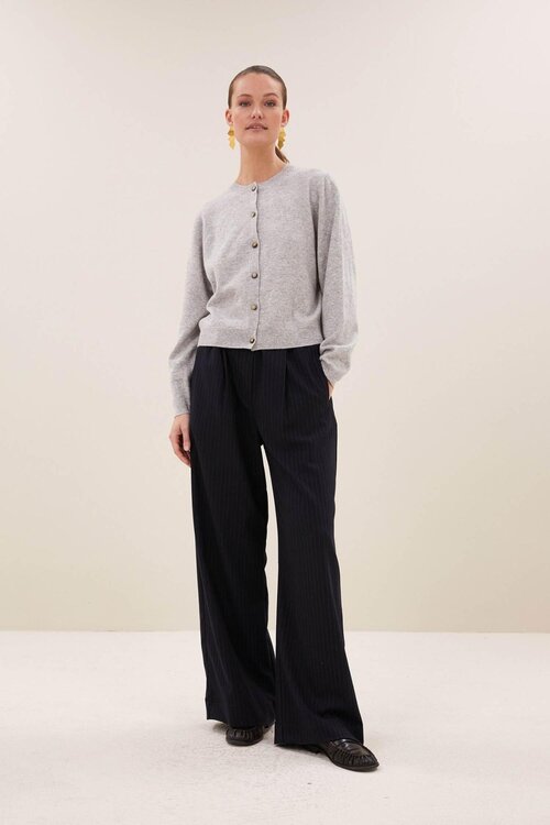 By Bar Benji antraciet gestreepte pantalon