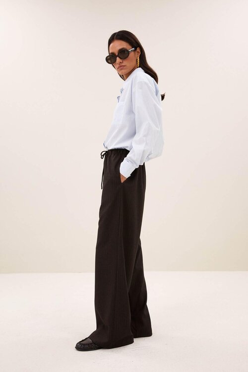 By Bar Pelie gestreepte pantalon in bruin