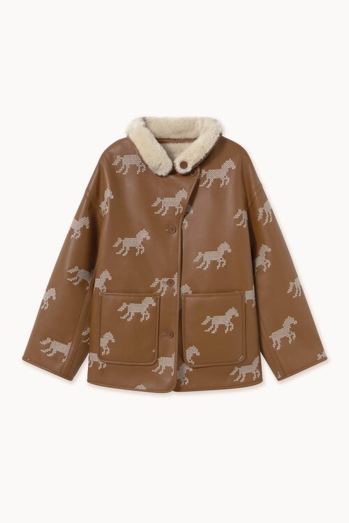 The Tiny Big Sister Jas van imitatiebont in paardenstijl - Kameelkleur