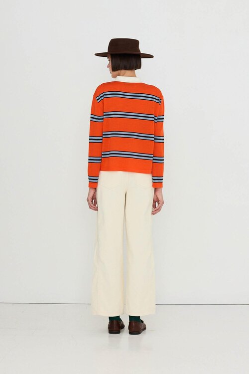 The Tiny Big Sister Gestreepte oranje polo trui