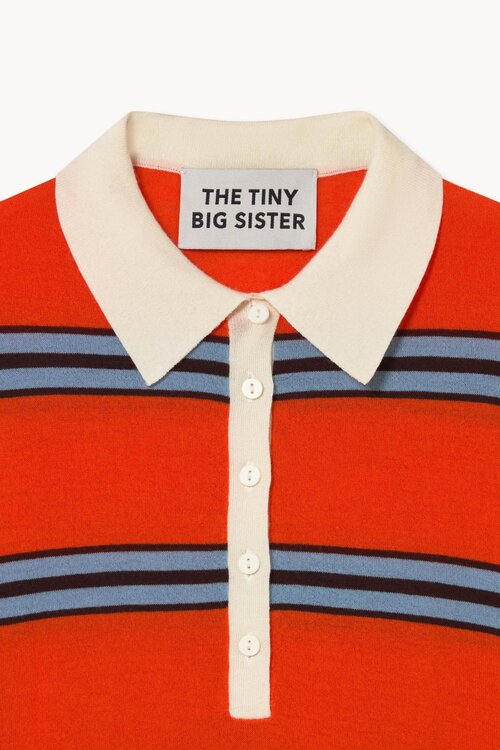The Tiny Big Sister Gestreepte oranje polo trui