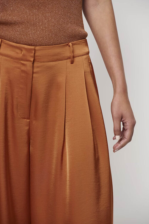 Dante 6 Onique Oranje Satijnen Broek met Wijde Pijpen