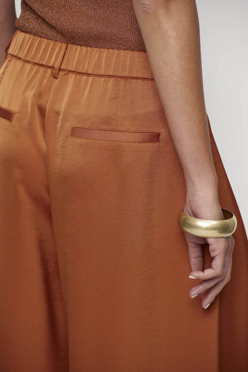 Dante 6 Onique Oranje Satijnen Broek met Wijde Pijpen