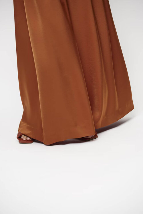 Dante 6 Onique Oranje Satijnen Broek met Wijde Pijpen