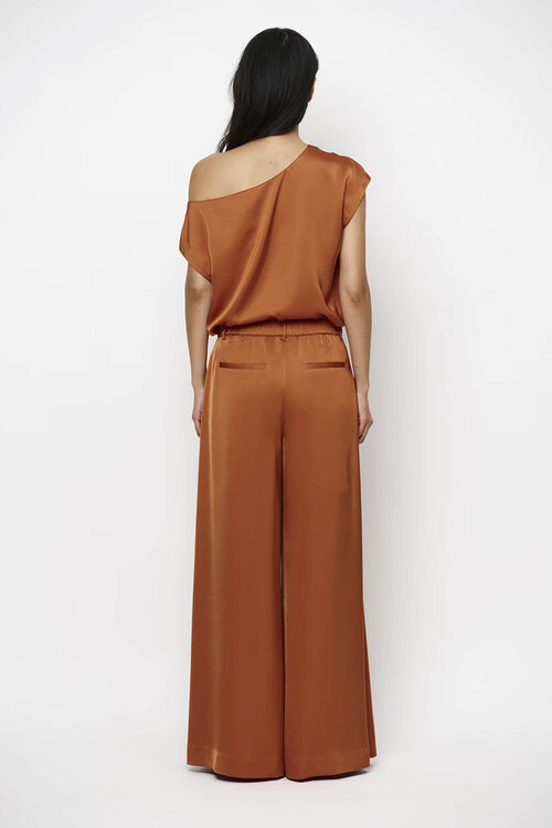 Dante 6 Onique Oranje Satijnen Broek met Wijde Pijpen