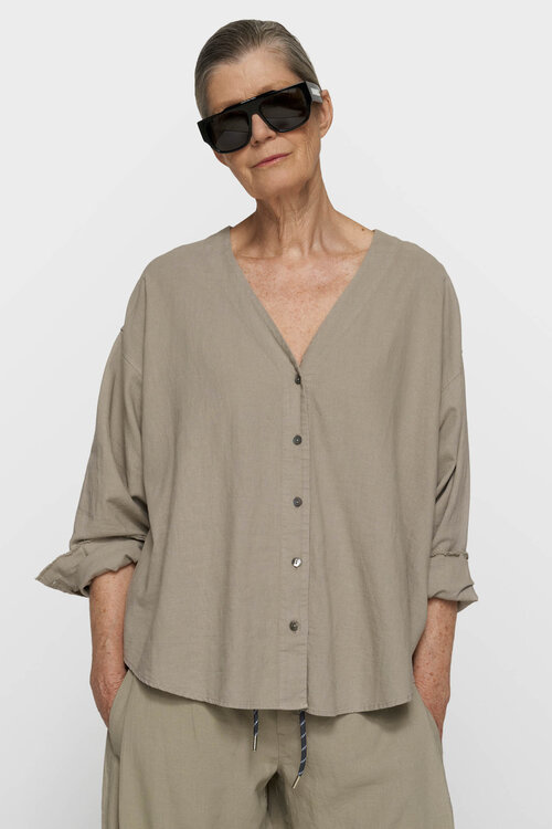 10Days katoen linnen blouse fog