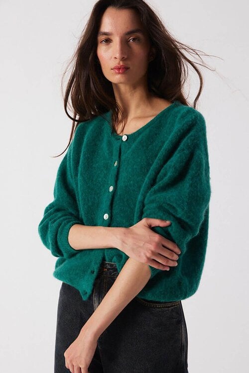 American Vintage Vitow Gebreid Cardigan Groen