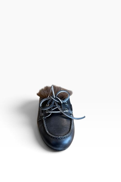 Posa Boat Loafer Mule met Hairy Fur
