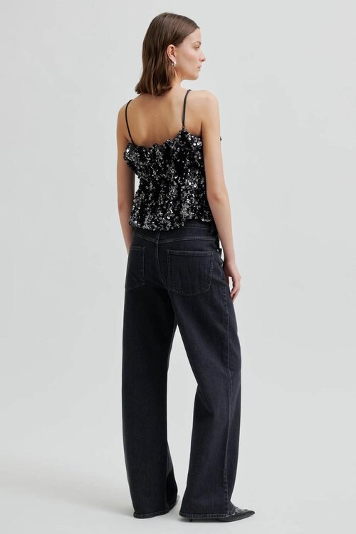 Second Female Glanzende Strap Top