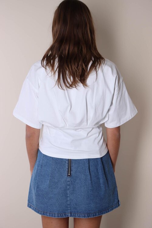 Haute L'Amitie Shirt met denim plooien